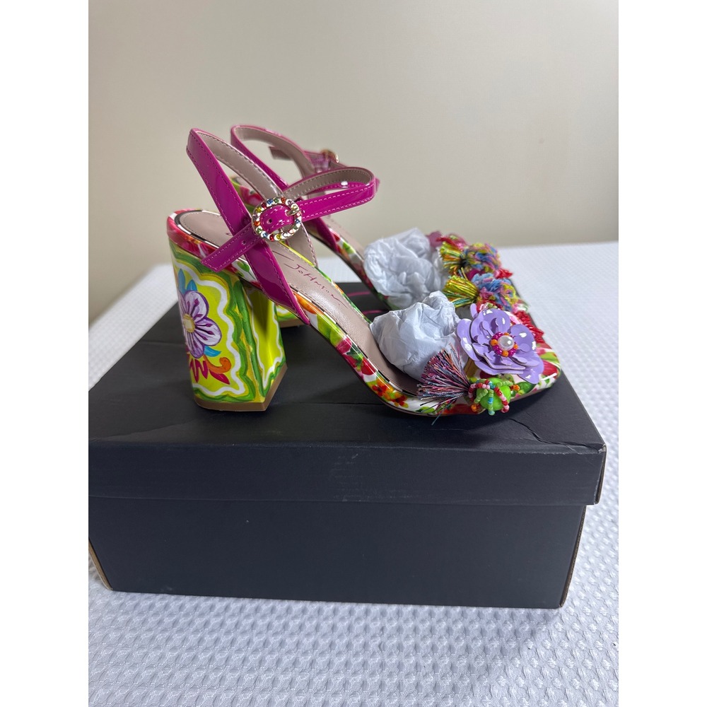 Betsey Johnson Sandals Womens 6 Masen Bright Multi Floral Block Heel NIB - Picture 6 of 7